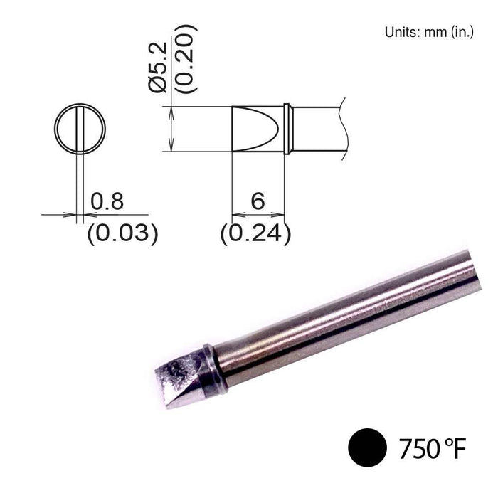 Hakko T31B-02D52 Chisel Tip, 750°F / 400°C Soldering Tip (Qty of 10)