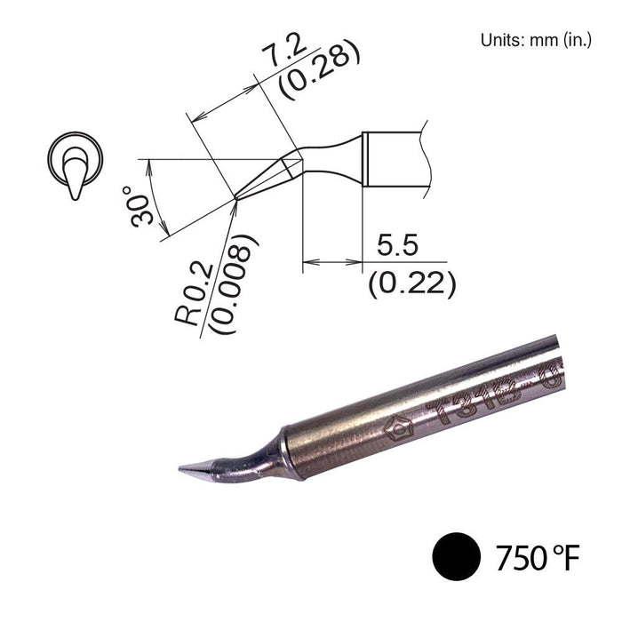 Hakko T31B-02JL02 Bent Tip, 750°F / 400°C Soldering Tip (Qty of 10)