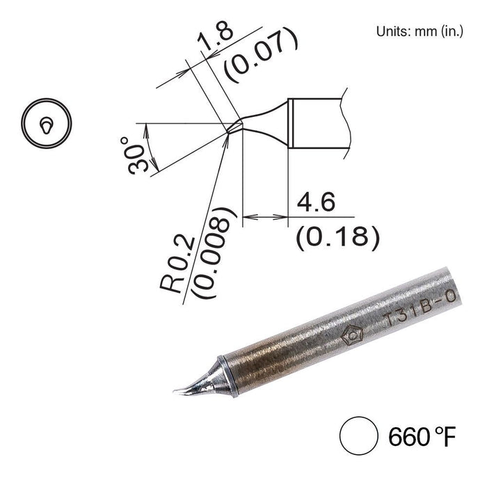 Hakko T31B-03JS02 Bent Tip, 660°F / 350°C Soldering Tip