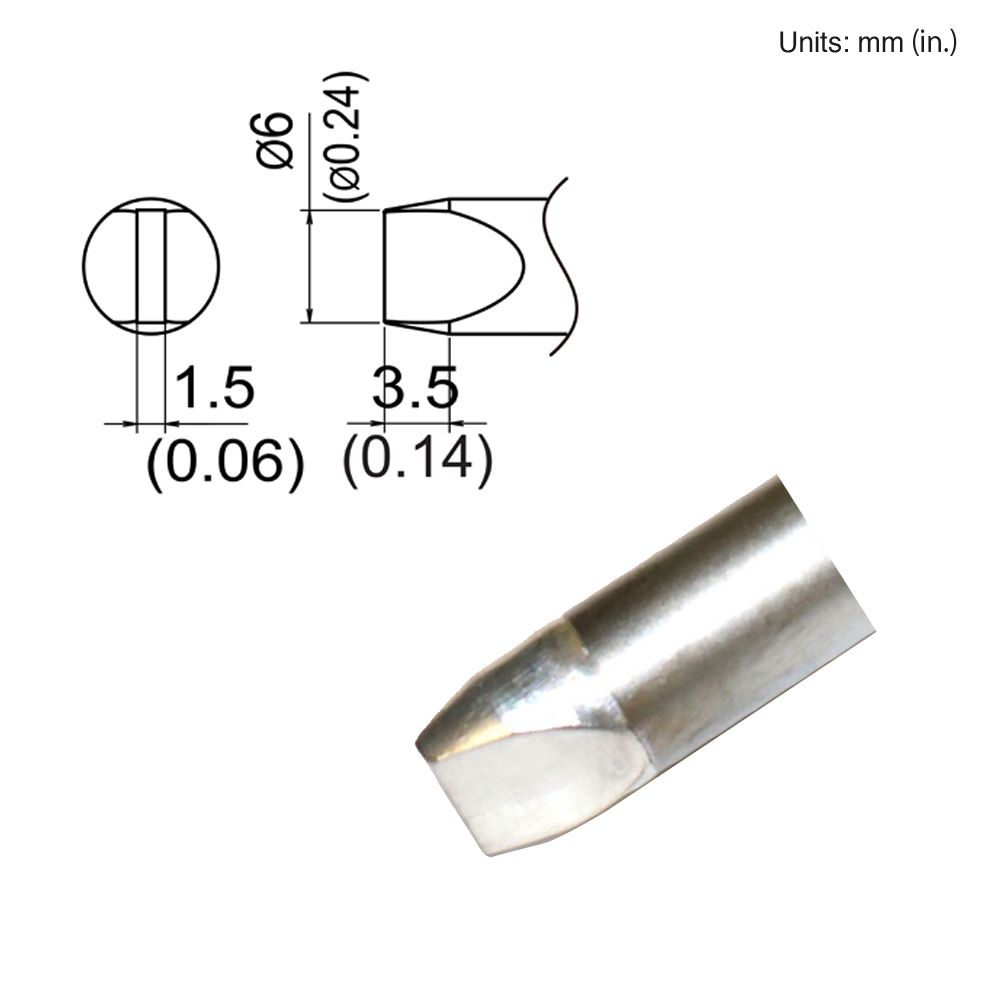 Hakko T35-03D06 Soldering Tip - Chisel Shape, 0.6mm X 5.2mm, For FX-1002 Iron, 350°C / 660°F - View #4