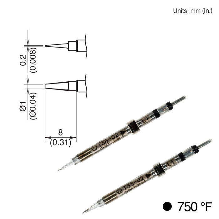 Hakko T38-02L1 Chip Tip, 400°C/750°F