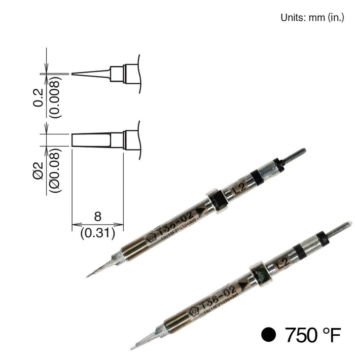 Hakko T38-02L2 Chip Tip, 400°C/750°F (Qty of 10)