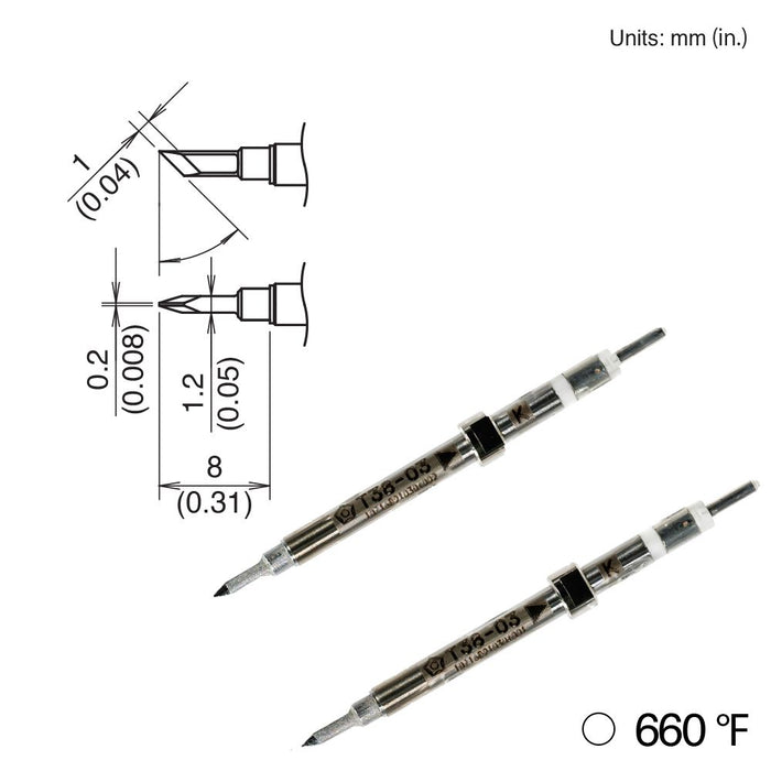 Hakko T38-03K Knife Tip, 350°/660°F (Qty of 10)