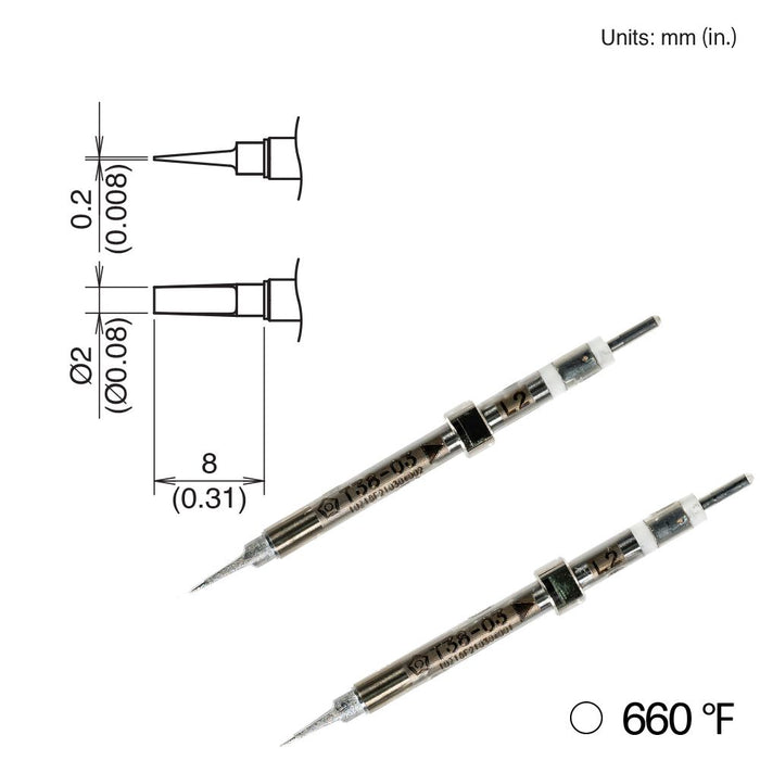 Hakko T38-03L2 Chip Tip, 350°/660°F (Qty of 10)