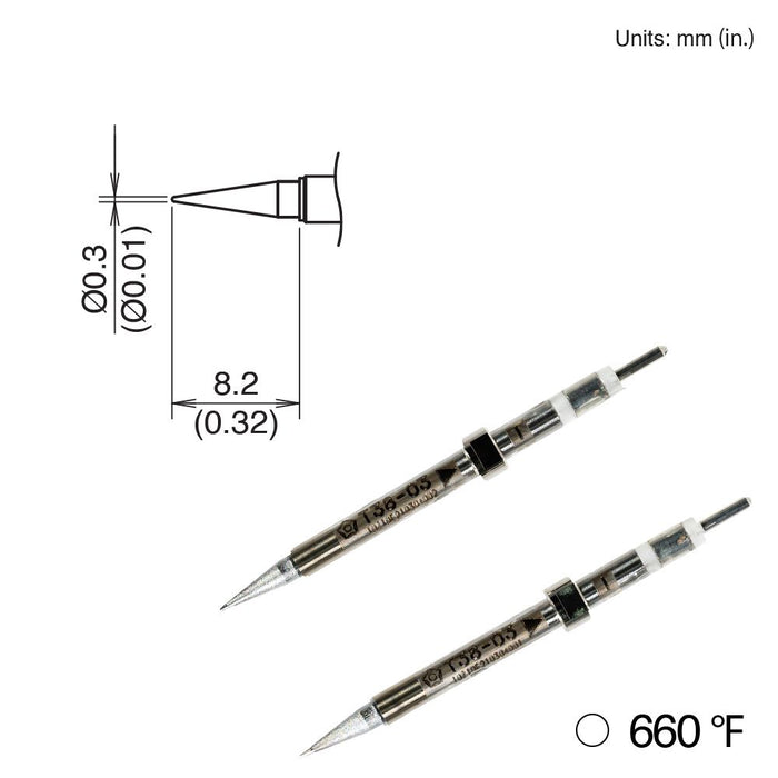 Hakko T38-03I Conical Tip, 350°C/660°F (Qty of 10)