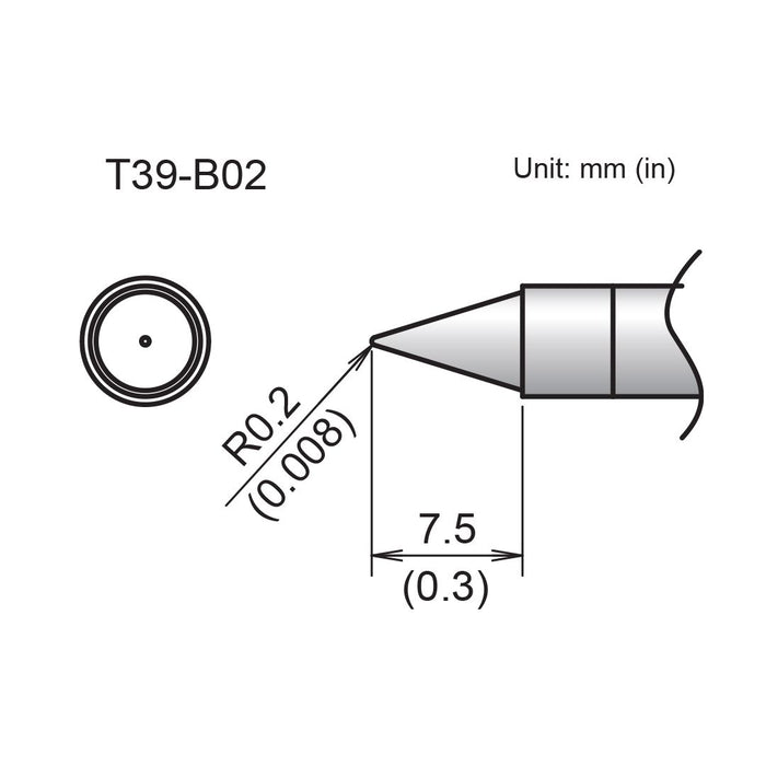 Hakko T39-B02 Conical Tip (Qty of 20)