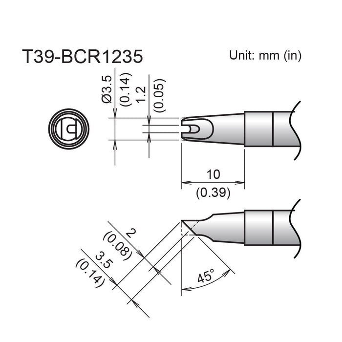 Hakko T39-BCR1235 Slot Tip Soldering Tip