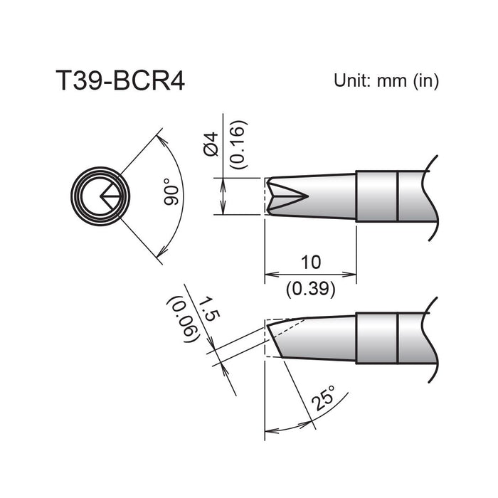 Hakko T39-BCR4 Bevel V-Groove Tip Soldering Tip