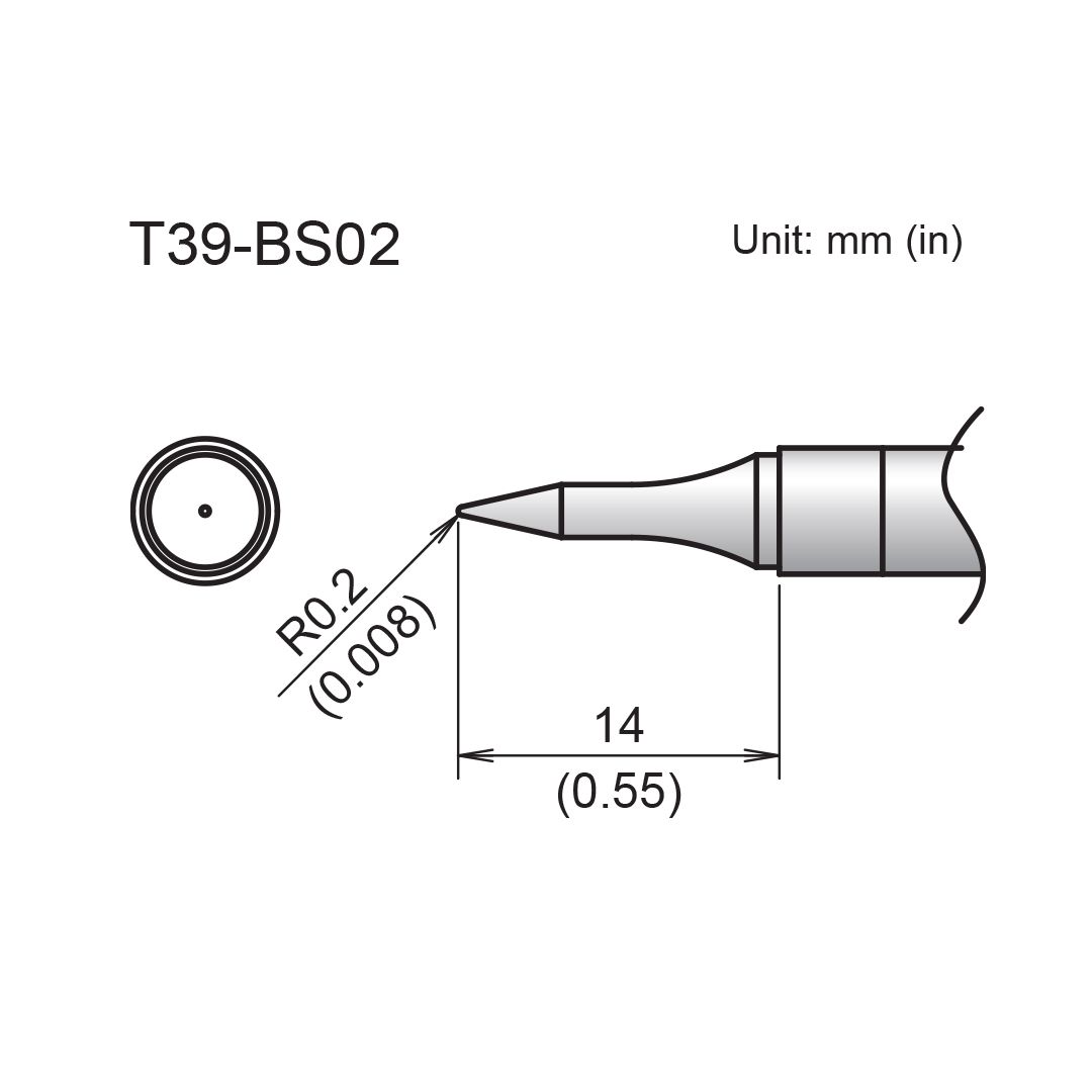 Hakko T39-BS02 Conical Slim Tip Soldering Tip — starboardtechnology
