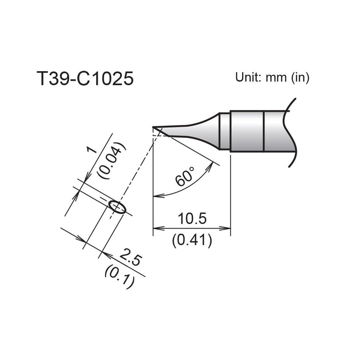 Hakko T39-C1025 Bevel Tip Soldering Tip (Qty of 10)