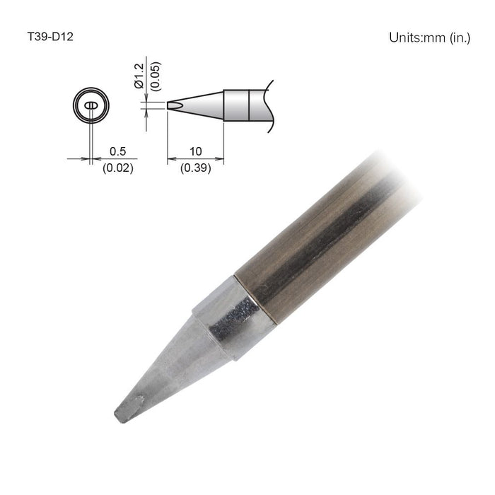 Hakko T39-D12 Chisel Tip Soldering Tip (Qty of 20)