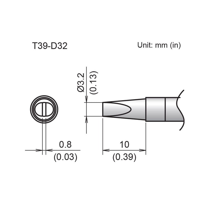 Hakko T39-D32 Chisel Tip Soldering Tip (Qty of 20)