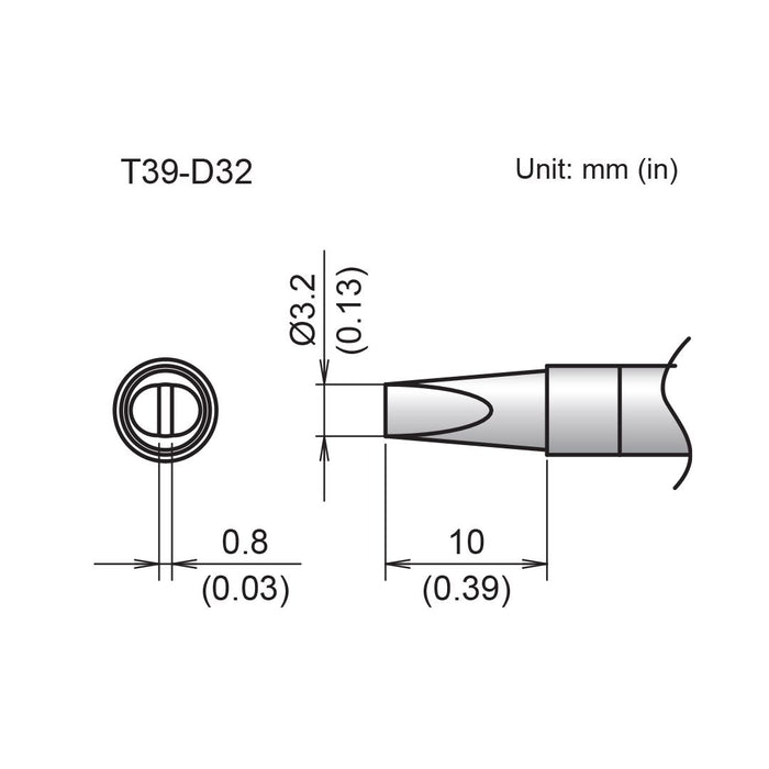 Hakko T39-D32 Chisel Tip Soldering Tip