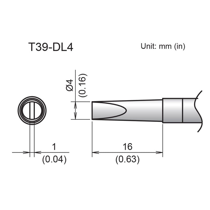 Hakko T39-DL4 Chisel Tip Soldering Tip