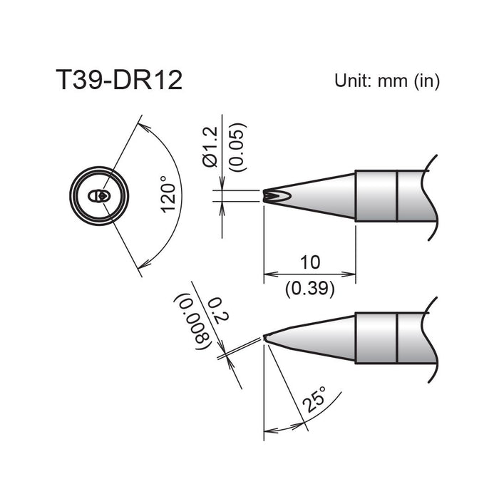 Hakko T39-DR12 Chisel V-Groove Tip Soldering Tip (Qty of 10)