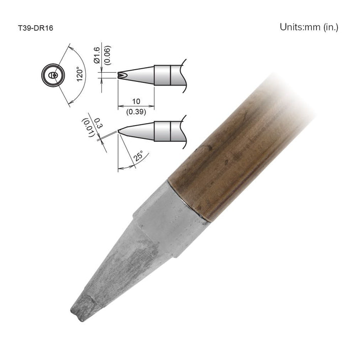 Hakko T39-DR16 Chisel V-Groove Tip Soldering Tip (Qty of 10)