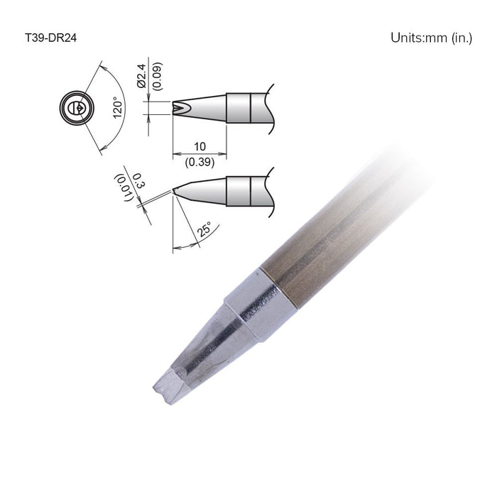 Hakko T39-DR24 Chisel V-Groove Tip Soldering Tip (Qty of 10)