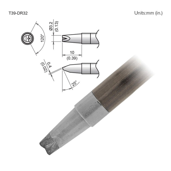 Hakko T39-DR32 Chisel V-Groove Tip Soldering Tip (Qty of 10)