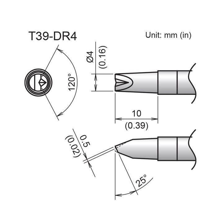 Hakko T39-DR4 Chisel V-Groove Tip Soldering Tip