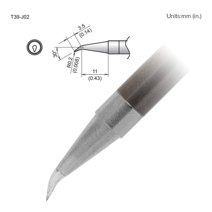 Hakko T39-J02 Bent Tip Soldering Tip