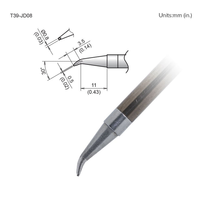 Hakko T39-JD08 Bent Chisel Tip Soldering Tip