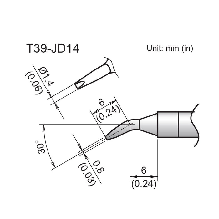 Hakko T39-JD14 Bent Chisel Tip Soldering Tip