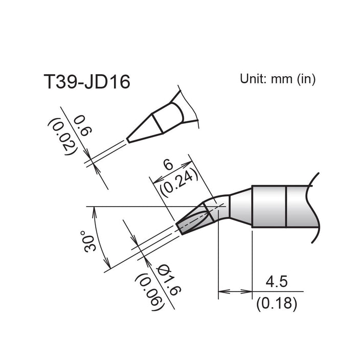 Hakko T39-JD16 Bent Chisel Tip Soldering Tip (Qty of 10)