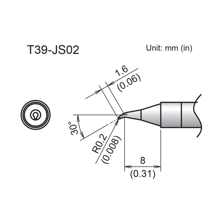 Hakko T39-JS02 Bent Tip Soldering Tip (Qty of 10)