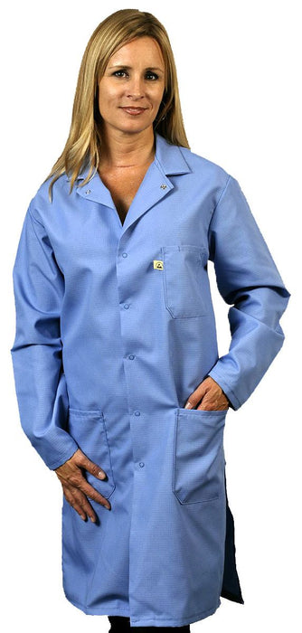 TechWear 371 Nylostat Knee-Length ESD Lab Coat with 3 Outer Pockets