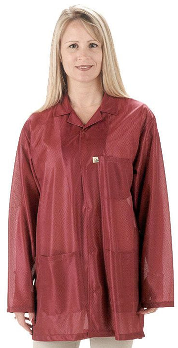 TechWear LOJ-33 Light Weight OFX-100 Waist-Length ESD Jacket with 3 Pockets, Burgundy