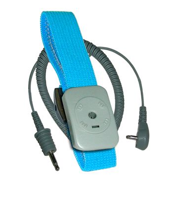 Dual Conductor Adjustable Fabric Wrist Strap With 20' Coil Cord, Turquoise-5PK