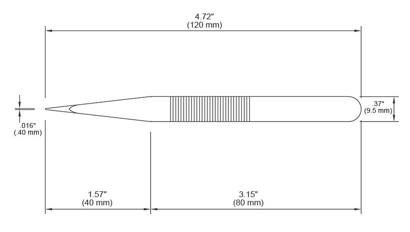 Tronex 00D-SA-CH Precision Stainless Steel Tweezer with Finger Grips & Serrated, Straight, Strong, Fine, Pointed Tips