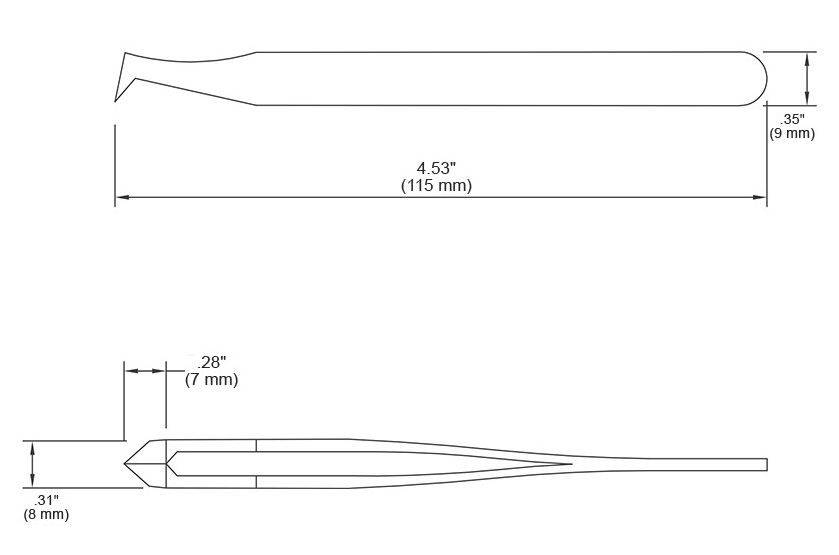 Tronex 15AC-CH Carbon Steel Cutting Tweezer with Medium, Flat, Pointed Tips