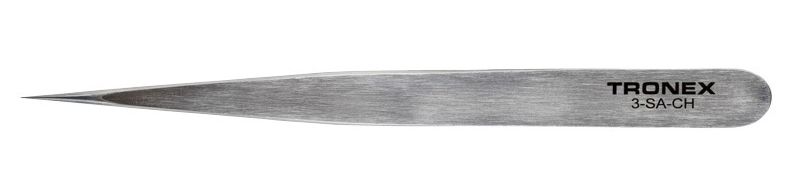 Tronex 3-SA-CH Precision Stainless Steel Tweezer with Straight, Very Fine, Pointed Tips