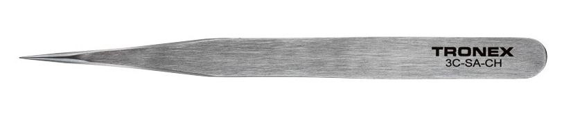 Tronex 3C-SA-CH Precision Stainless Steel Tweezer with Straight, Short, Very Fine, Pointed Tips