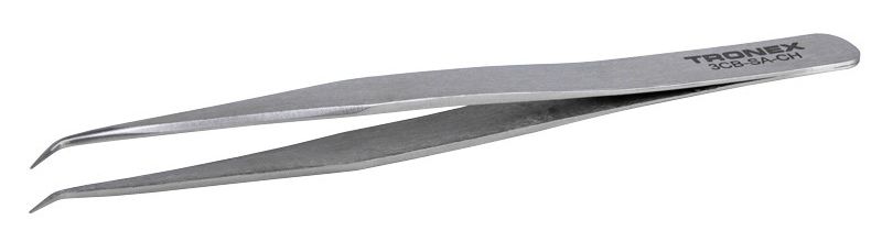 Tronex 3CB-SA-CH Precision Stainless Steel Tweezer with Bent, Very Fine, Pointed Tips