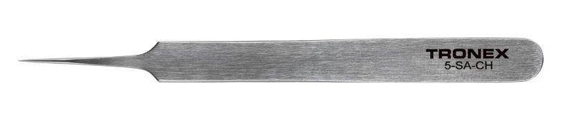 Tronex 5-SA-CH Precision Stainless Steel Tweezer with Straight, Extra Tapered, Very Fine, Pointed Tips