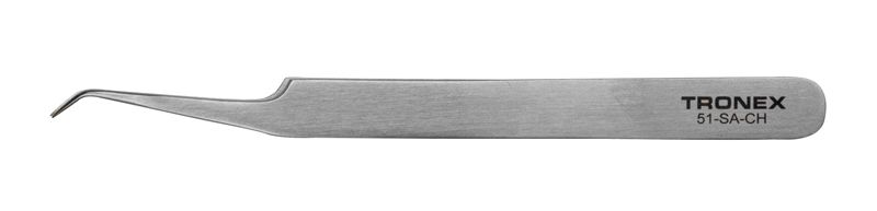 Tronex 51-SA-CH Precision Relieved Action Stainless Steel Tweezer with Very Fine 0.4mm Bent Tips