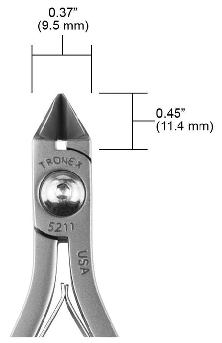 Tronex 5211 Medium Pointed Tapered Head Semi-Flush Carbon Steel Cutter, 4.6" OAL