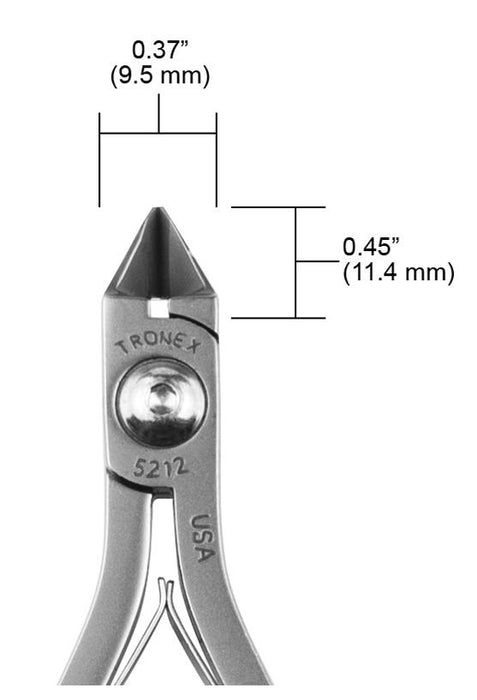 Tronex 5212 Medium Pointed Tapered Head Flush Carbon Steel Cutter, 4.6" OAL