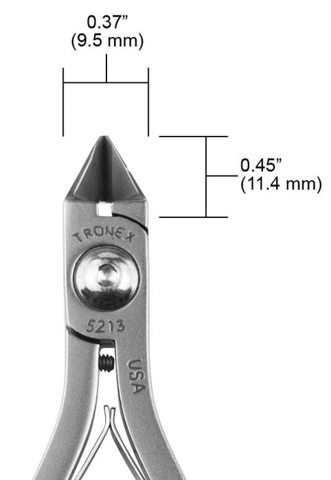 Tronex 5213 Medium Pointed Tapered Head Razor-Flush Carbon Steel Cutter, 4.6" OAL