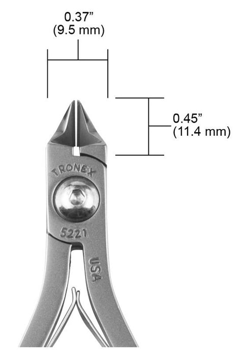 Tronex 5221 Medium Pointed Tapered & Relieved Head Semi-Flush Carbon Steel Cutter, 4.6" OAL