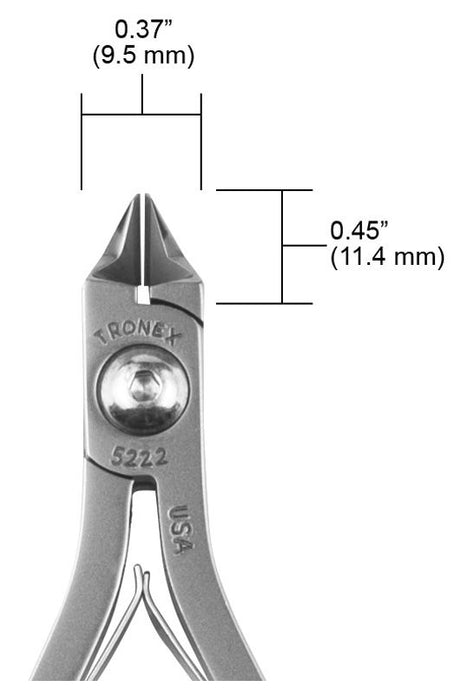 Tronex 5222 Medium Pointed Tapered & Relieved Head Flush Carbon Steel Cutter, 4.6" OAL