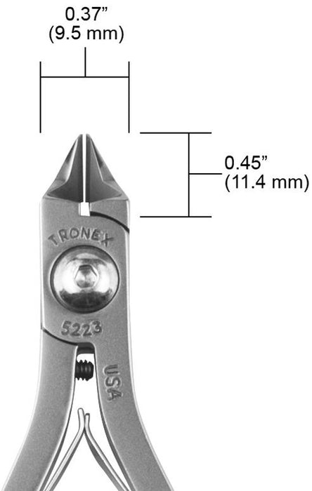 Tronex 5223 Medium Pointed Tapered & Relieved Head Razor-Flush Carbon Steel Cutter, 4.6" OAL