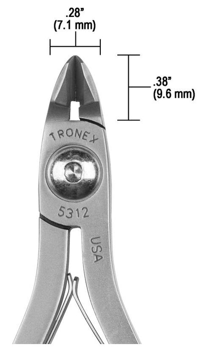 Tronex 5312 SMT Mini Oval Head Flush Carbon Steel Cutter with Long Standard Handles, 4.5" OAL