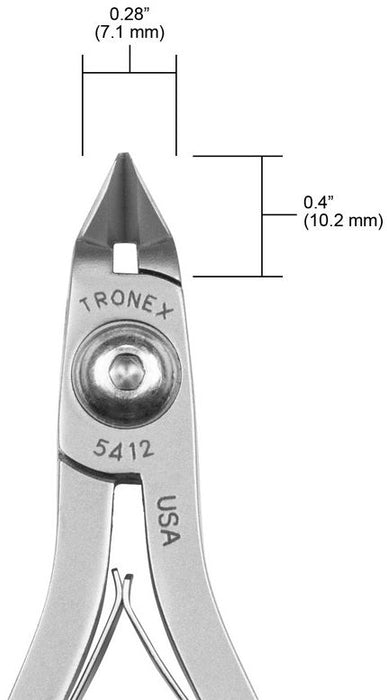 Tronex 5412 Mini Tapered Head Flush Carbon Steel Cutter, 4.6" OAL