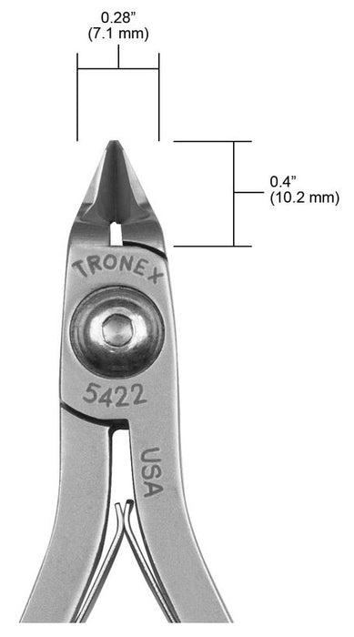 Tronex 5422 Mini Tapered & Relieved Head Flush Carbon Steel Cutter, 4.6" OAL