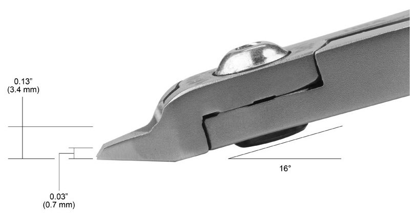 Tronex 5422 Mini Tapered & Relieved Head Flush Carbon Steel Cutter, 4.6" OAL