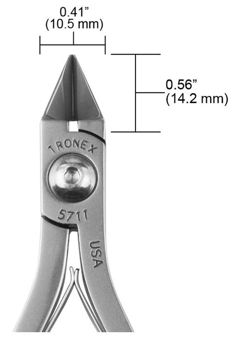 Tronex 5711 Extra Long Large Tapered Head Semi-Flush Carbon Steel Cutter, 4.7" OAL