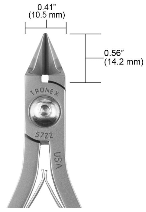 Tronex 5722 Extra Long Large Tapered & Relieved Head Flush Carbon Steel Cutter, 4.7" OAL